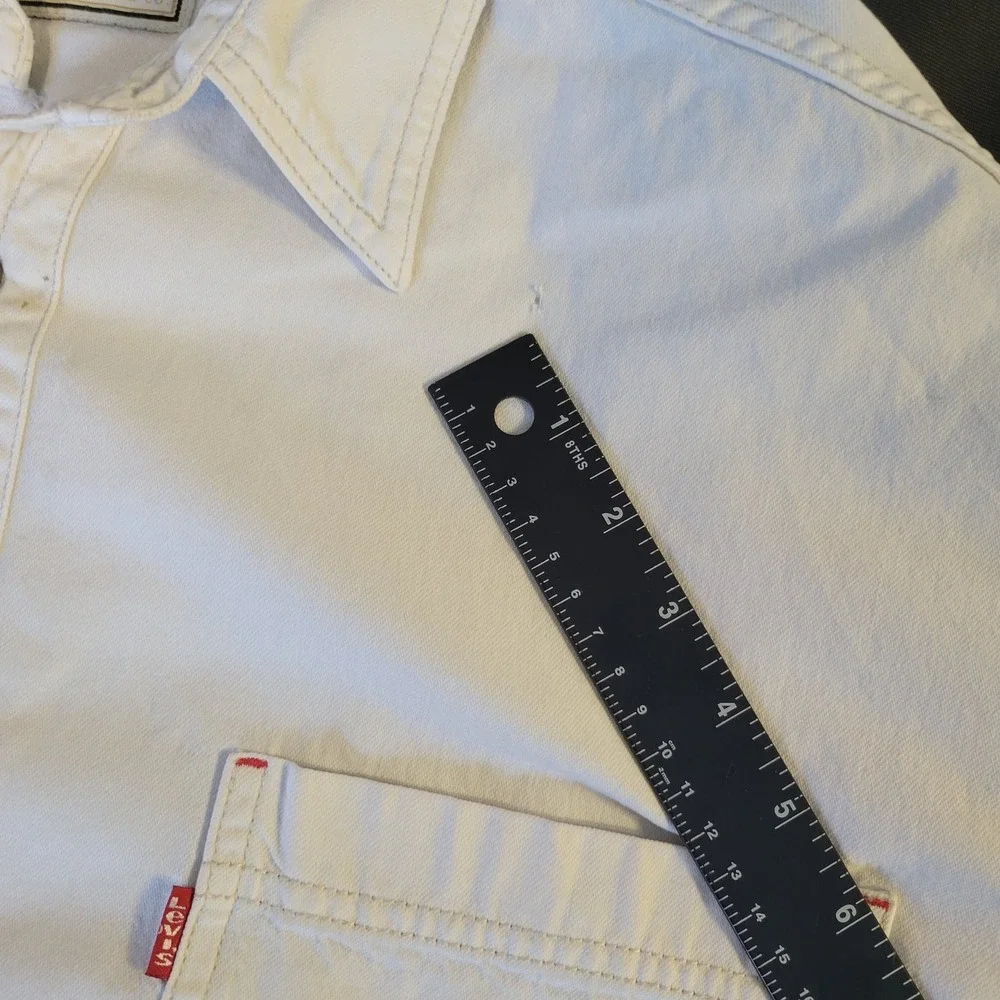 Vintage Levis Red Tab Mens XL Off White Twill Long Sleeve Button Down Shirt